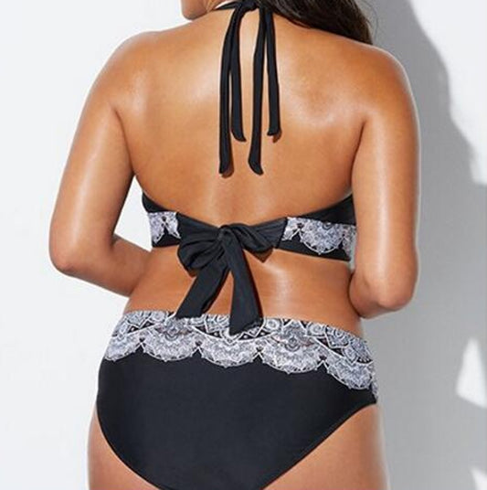 Sexy Bandage Bikinis Women Women Plus Size Bandage Printing Padded Bra Bikini Split Body Swimsuit Beachwear Suit Swimwear