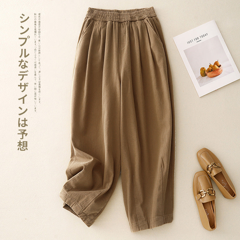 Linen Wide Leg Pants for Women, Plus Size Casual Versatile Slimming Trousers