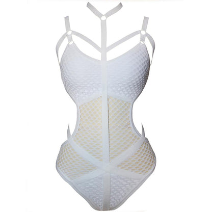 Sheer Knit Fish Net Mesh Large Plus Size Swimwear Women One Piece Swimsuit Female Bather Bathing Suit Swim Beach V536B