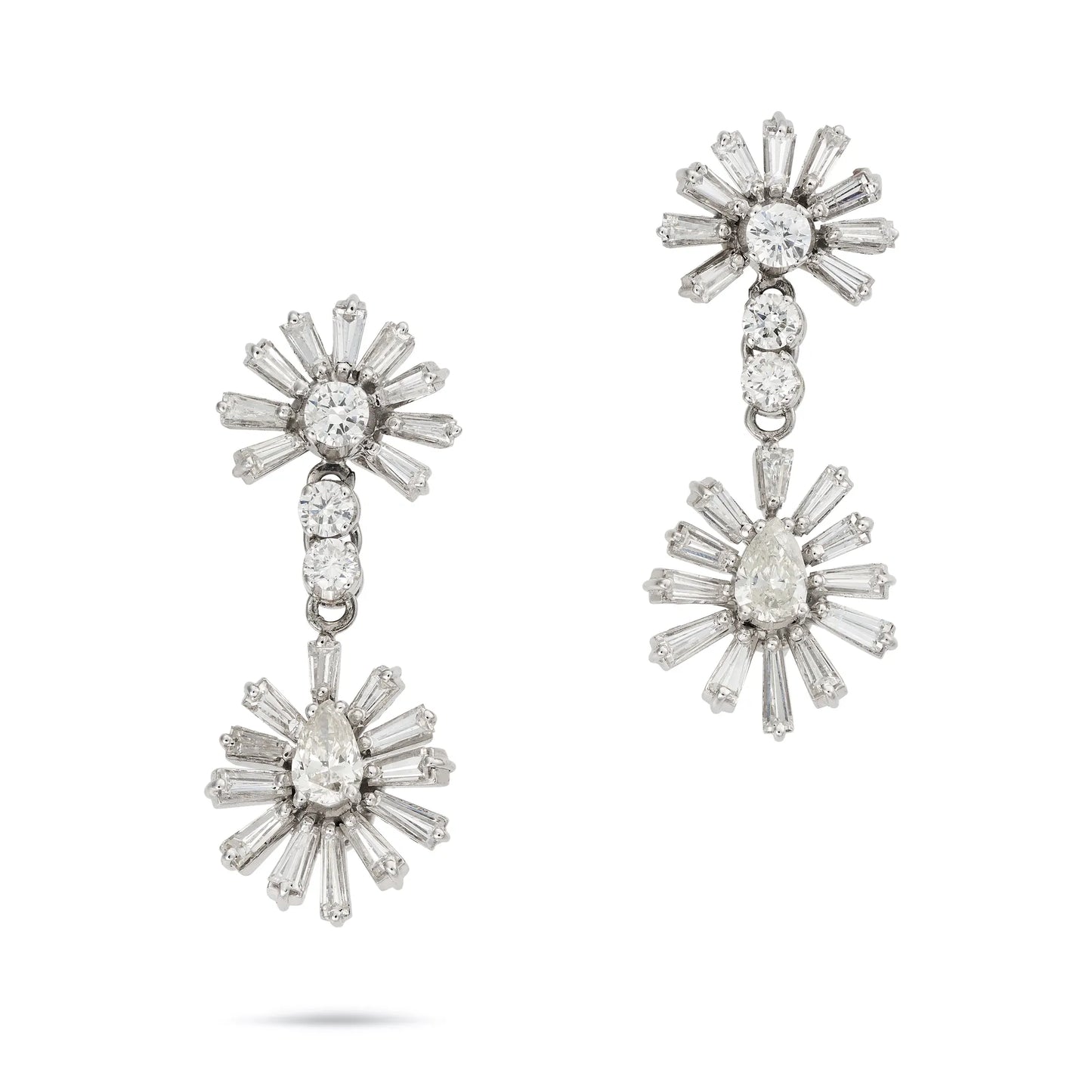 Pair of mid century diamond drop earrings