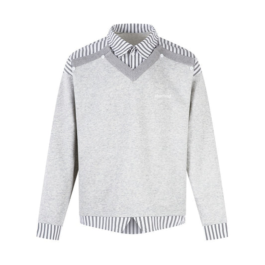 Fake two shirts collar sweatshirt