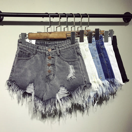 female fashion casual summer cool women denim booty Shorts high waists fur-lined leg-openings Plus size sexy short Jeans