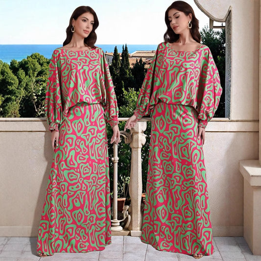 Women's Plus Size Printed Dress  Set