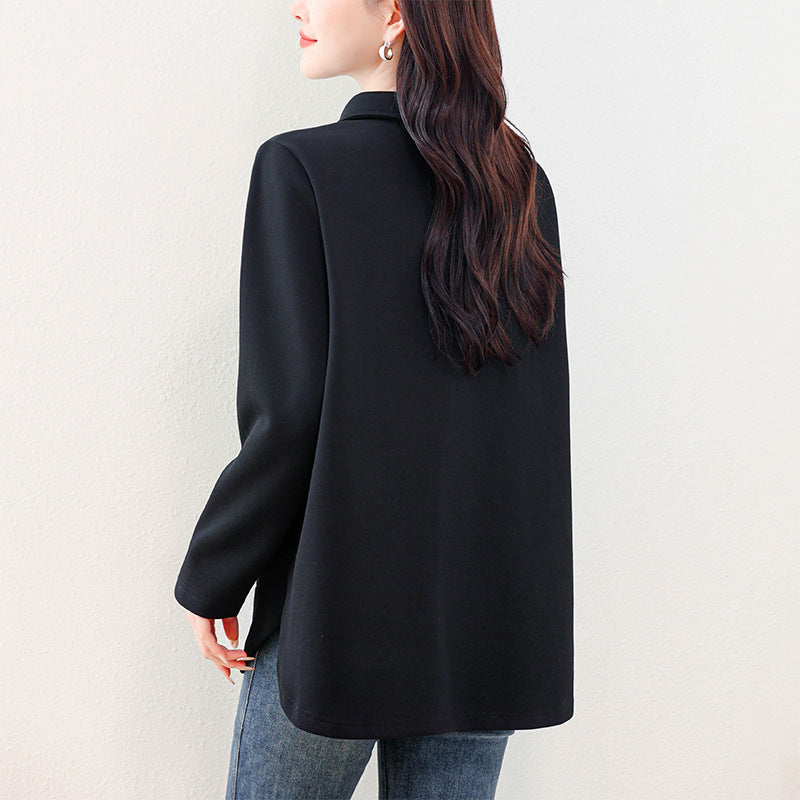 Plus Size Shirt with Slit Hem Loose Long Sleeve Blouse Stylish Top for Women