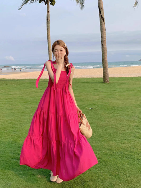 Sexy Vacation Style Plus Size Strapless Long Dress Sweet Halter Neck Mini Dress