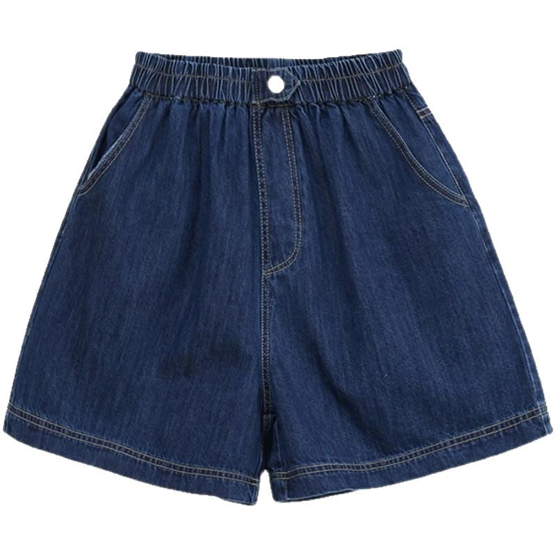 Plus Size Denim Wide-Leg Shorts Women High-Waist Thin Versatile Casual Pants Loose Straight Trousers