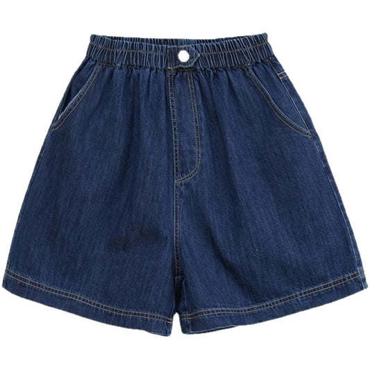 Plus Size Denim Wide-Leg Shorts Women High-Waist Thin Versatile Casual Pants Loose Straight Trousers