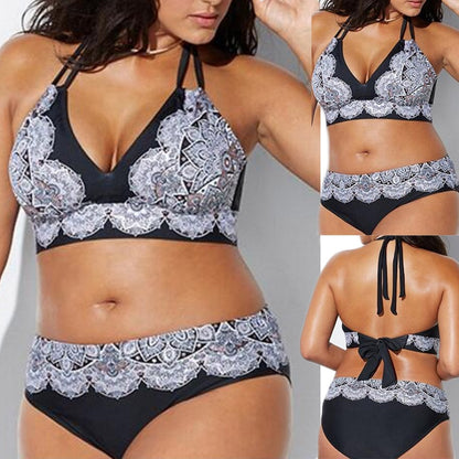 Sexy Bandage Bikinis Women Women Plus Size Bandage Printing Padded Bra Bikini Split Body Swimsuit Beachwear Suit Swimwear