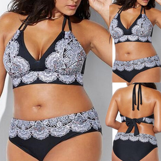 Sexy Bandage Bikinis Women Women Plus Size Bandage Printing Padded Bra Bikini Split Body Swimsuit Beachwear Suit Swimwear
