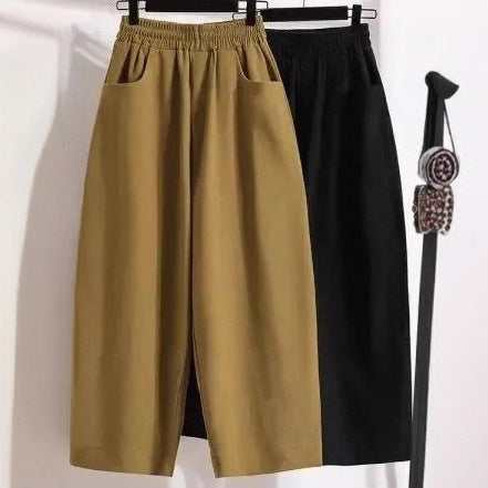 Style Plus Size Casual Pants for Women, Loose and Slimming Nine-Point Harem Trousers for Pear-Shaped Figures