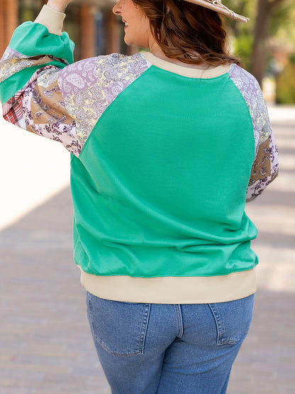 Plus Size Printed Raglan Sleeve Sweatshirt
