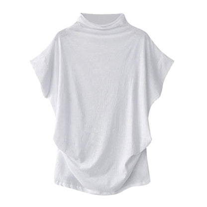 In store Summer Turtleneck T Shirt Women Short Sleeve Solid Tshirt Fashion T-Shirt Plus Size Loose Ladies Tops футболка женск