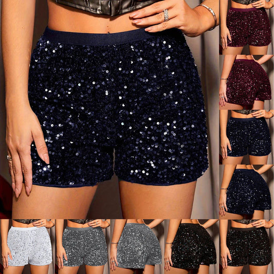Shorts For Women Trendy Summer Plus Size Women Fashion Solid Color Sequin Decorated Straight Shorts шорты джинсовые женские