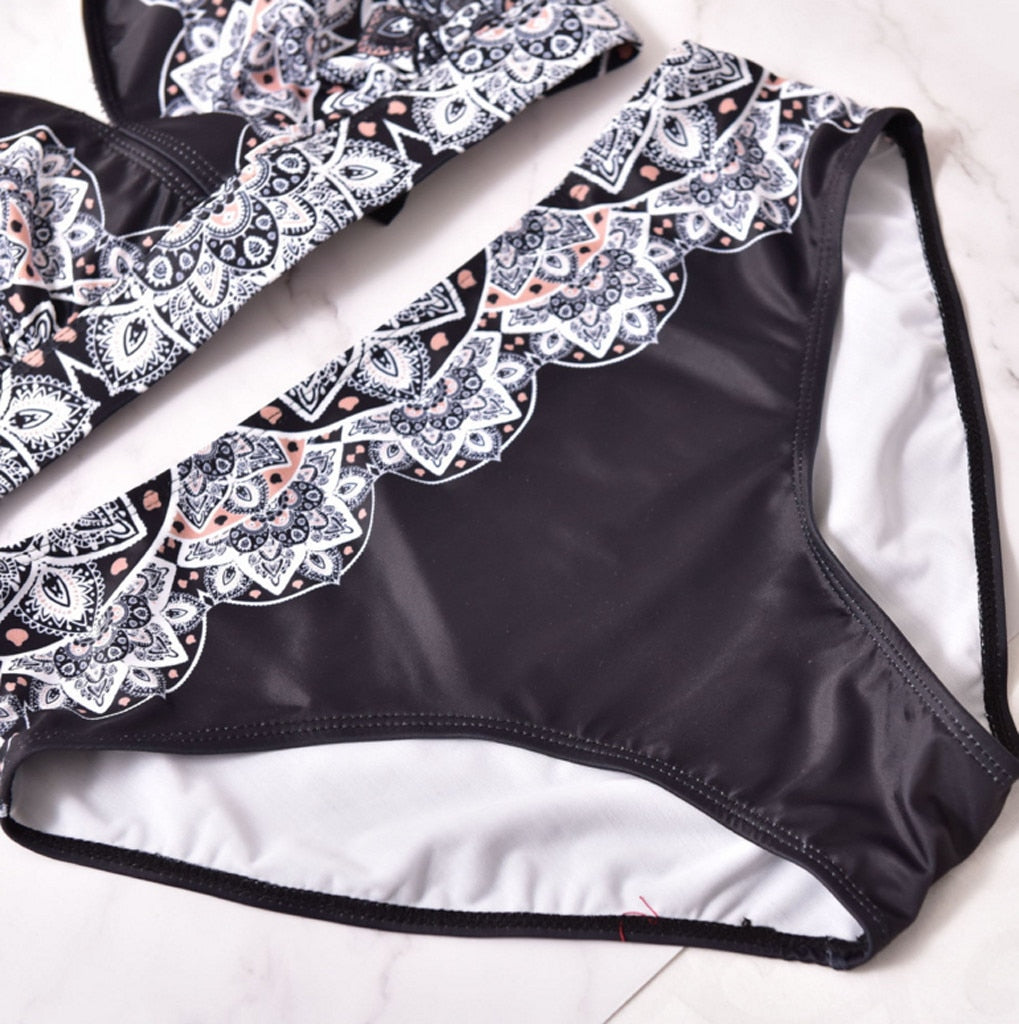Sexy Bandage Bikinis Women Women Plus Size Bandage Printing Padded Bra Bikini Split Body Swimsuit Beachwear Suit Swimwear