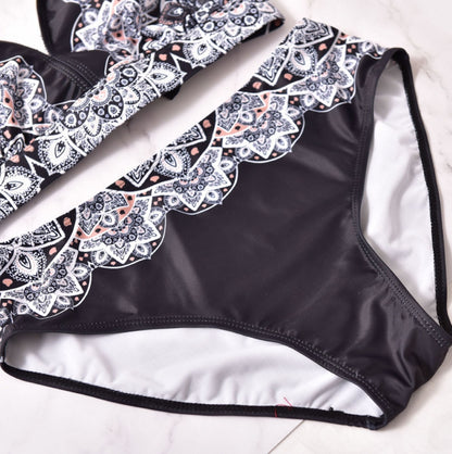 Sexy Bandage Bikinis Women Women Plus Size Bandage Printing Padded Bra Bikini Split Body Swimsuit Beachwear Suit Swimwear