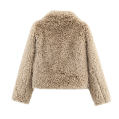 Artificial fur effect short jacket