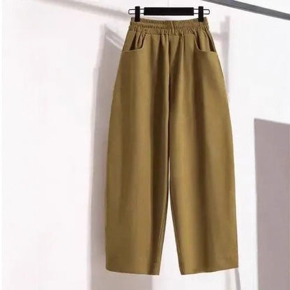 Style Plus Size Casual Pants for Women, Loose and Slimming Nine-Point Harem Trousers for Pear-Shaped Figures