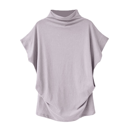 In store Summer Turtleneck T Shirt Women Short Sleeve Solid Tshirt Fashion T-Shirt Plus Size Loose Ladies Tops футболка женск
