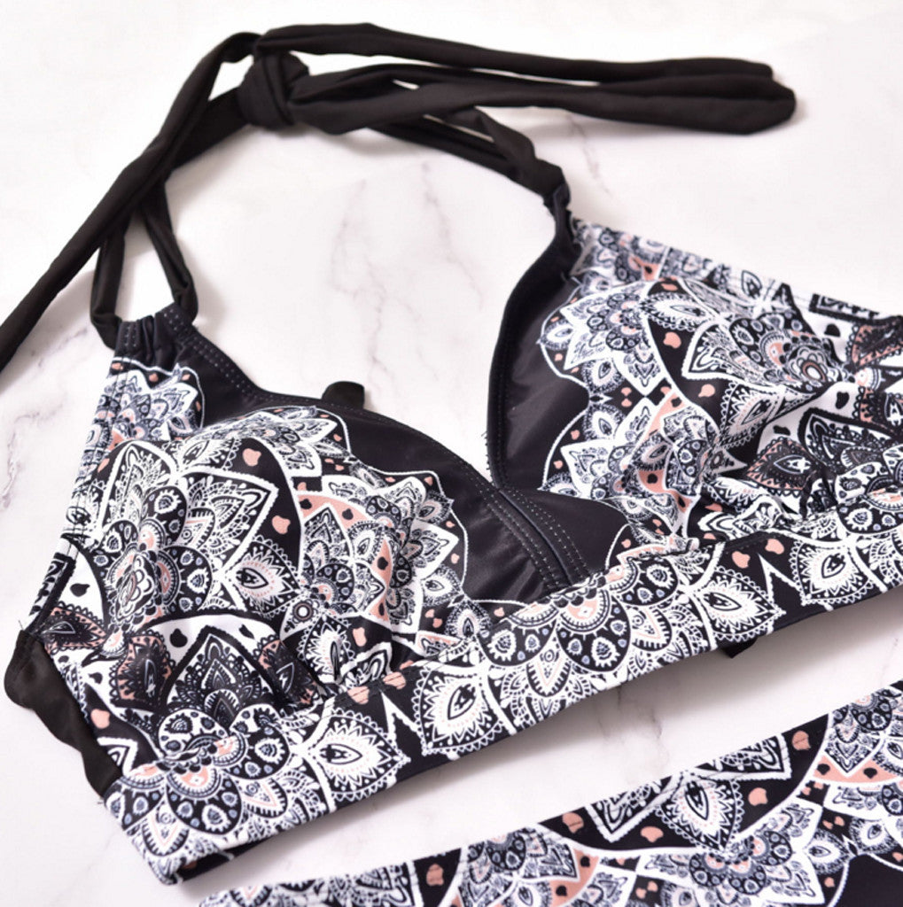 Sexy Bandage Bikinis Women Women Plus Size Bandage Printing Padded Bra Bikini Split Body Swimsuit Beachwear Suit Swimwear