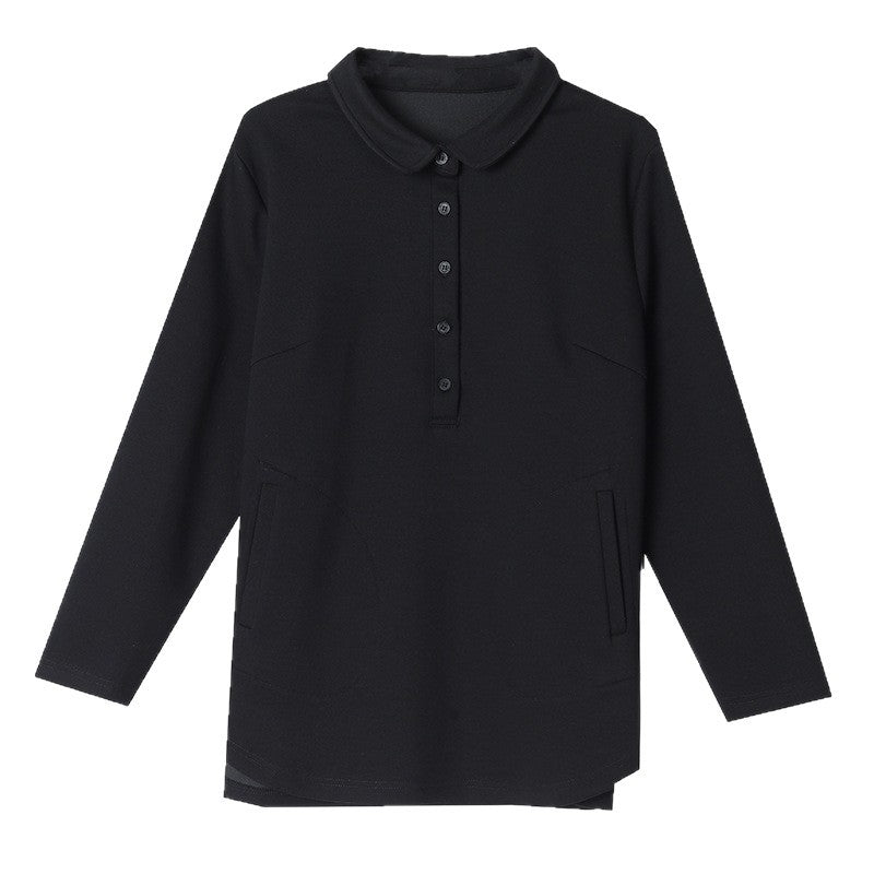 Plus Size Shirt with Slit Hem Loose Long Sleeve Blouse Stylish Top for Women