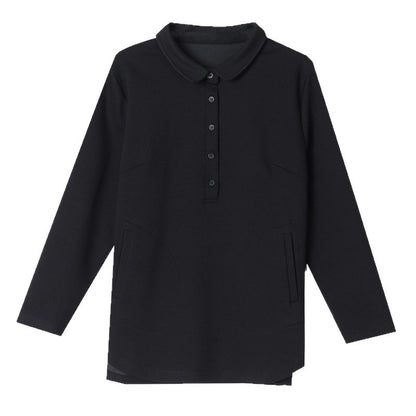 Plus Size Shirt with Slit Hem Loose Long Sleeve Blouse Stylish Top for Women