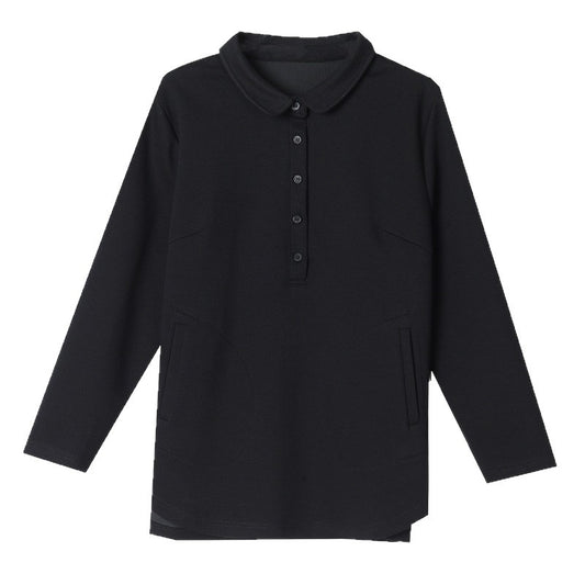 Plus Size Shirt with Slit Hem Loose Long Sleeve Blouse Stylish Top for Women