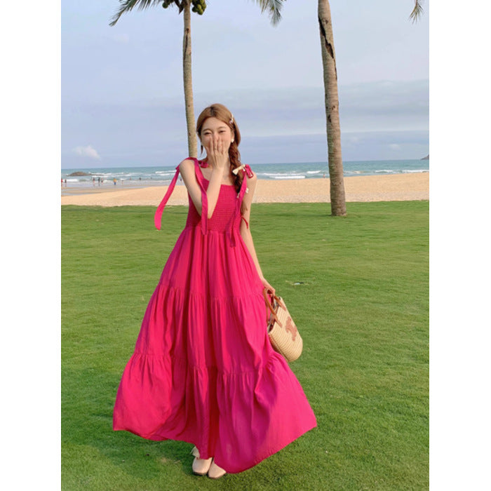 Sexy Vacation Style Plus Size Strapless Long Dress Sweet Halter Neck Mini Dress