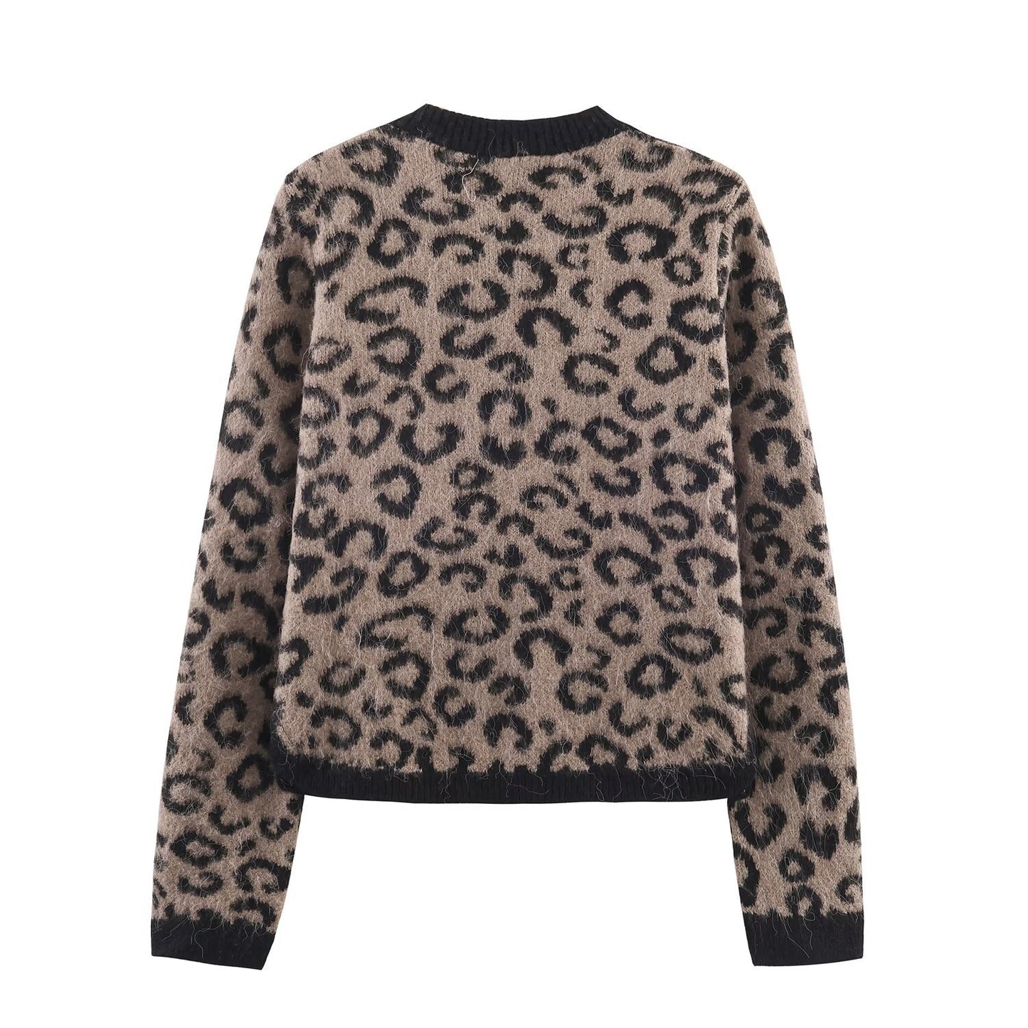 Animal pattern jacquard knitted jacket