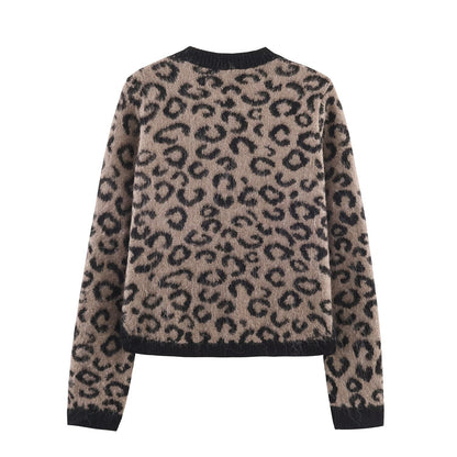 Animal pattern jacquard knitted jacket