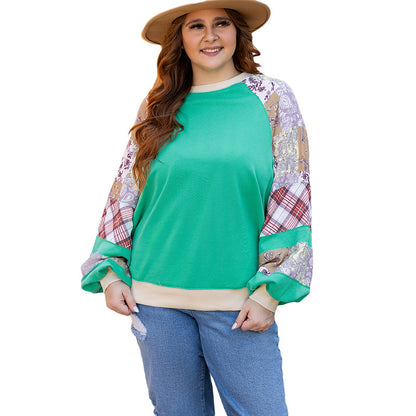 Plus Size Printed Raglan Sleeve Sweatshirt