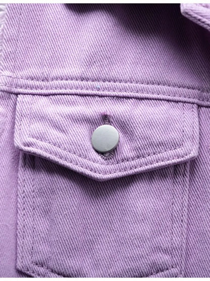 Button Down Raw Hem Sleeveless Denim Jacket Plus Size