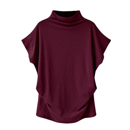 In store Summer Turtleneck T Shirt Women Short Sleeve Solid Tshirt Fashion T-Shirt Plus Size Loose Ladies Tops футболка женск