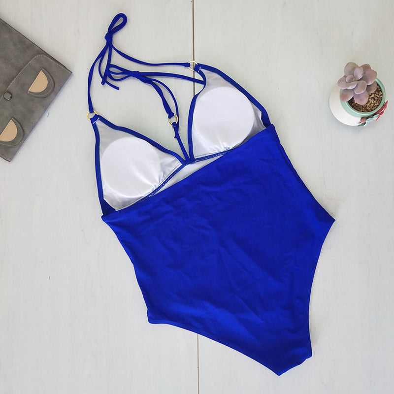 Leopard Swimsuit One Piece Women Plus size Swimwear Halter Vintage Push up Swimsuits femme une piece Red Blue Bathing suits